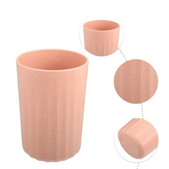 Bathroom Smooth Lines Wheat Straw Toothpaste Tumbler Pink 4.09''x2.80'' - Picture 3 of 6